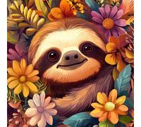 DOMROM Sloth Diamond Art Kits for Adults, 5D Colorful Diamond Painting Flowers Kits for Beginners, Full Drill Animal Diamond Art Diamond Gem Diamond Painting Kits for Home Wall Decor 12x12Inch