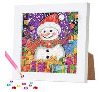 DOMROM Snowman Diamond Art Kits for Kids, Christmas Diamond Painting Kits with Frame DIY Mosaic Gem Kit for Kids Ages 6-8-12, Art and Crafts for Girls Boys Adult Gift Home Decor