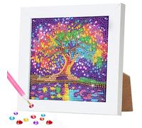 DOMROM Tree Diamond Art Kits for Kids, Colorful Diamond Painting Kits with Frame DIY Mosaic Gem Kit for Kids Ages 6-8-12, Art and Crafts for Girls Boys Adults