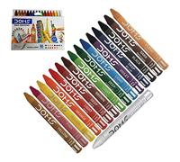 Doms 16 Extra Long Wax Crayons Assorted Colours Art Craft Drawing Sketching Shading + Free Water Colouring Pen