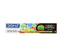 Doms Neon Pencil Eraser Tipped Graphite Pencils Sharpener Pack of 10 Draw Write Sketch, Black