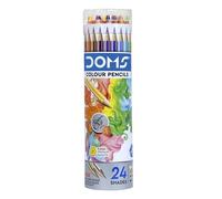 Doms Non-Toxic Colour Pencil Set in Round Tin Box (24 Assorted Shades x 1 Set), Multicolor (DM7202)