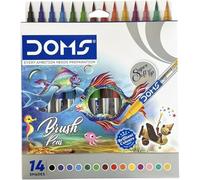 Doms Set of 14 Brush Pens - Super Soft Brush Tip, Bright and Intense Colours, Artistic Markers for Kids and School (14 Brush Pens)