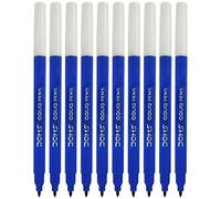 DOMS SketchTip Felt Tip Colouring Pens, BLUE, Pack of 10, Water Colour Pens Set For School Nursery Office Home Use, 1 x ZOFAX Black Ball Pen