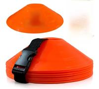 DOMTEK Footbal Cones Training for Kids - Stackable Flat Disc Soccer Cones with Carry Mesh Bag & Strap Pack of 24