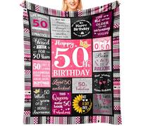 Domueay 50th Birthday Gifts for Women Throw Blanket 50"x60", Gifts for Women Birthday Unique, Womens Birthday Gifts Ideas Decoration Blanket, 50th Birthday Presents for Mum Sister Wife Grandma Friend