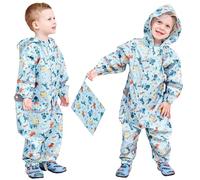 Domueay Kids Puddle Suit Boys Waterproof All in One Raincoat, Age 3-5 Years