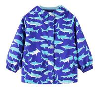 Domueay Kids Waterproof Jacket Boys Hooded Lightweight Coat Windproof Sunscreen Long Sleeve Zip Up Thin Outwear Toddler Spring Autumn Warm Softshell Clothes Age 7-8 Years, Blue Whale