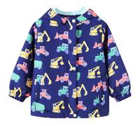 Domueay Kids Waterproof Jacket Boys Hooded Lightweight Coat Windproof Sunscreen Windbreaker Long Sleeve Zip Up Thin Outwear Toddler Spring Autumn Warm Softshell Clothes Age 6-7 Years, Blue - Excavator