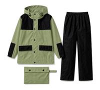 Domueay Kids Waterproof Suit Girl Boy Jacket & Rain Trousers Set 8-14 Years | Lightweight, Raincoat & Pants, with Schoolbag Cover, Reflective Strips, Hooded, Pockets, Outdoor School Hiking Camp Rainwear