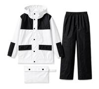 Domueay Kids Waterproof Suit Girl Boy Jacket & Rain Trousers Set 8-14 Years | Lightweight, Raincoat & Pants, with Schoolbag Cover, Reflective Strips, Hooded, Pockets, Outdoor School Hiking Camp Rainwear
