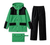 Domueay Kids Waterproof Suit Girl Boy Jacket & Rain Trousers Set 8-14 Years | Lightweight, Raincoat & Pants, with Schoolbag Cover, Reflective Strips, Hooded, Pockets, Outdoor School Hiking Camp Rainwear