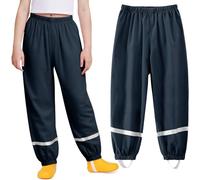 Domueay Kids Waterproof Trousers Boys Breathable Lightweight Rain Pants with Reflective Strip Mud Dirty Proof Trousers Outdoor Windproof Overtrousers Unisex Rainwear for Age 7-8 Years, Navy