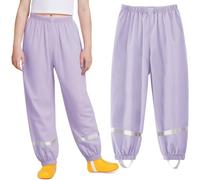 Domueay Kids Waterproof Trousers Girls Breathable Lightweight Rain Pants with Reflective Strip Mud Dirty Proof Trousers Outdoor Windproof Overtrousers Unisex Rainwear for Age 9-10 Years, Purple