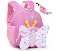 Domueay Toddler Backpack Kids School Bag Girls Mini Cute Backpack Nursery Kindergarten Children's Backpack with Reins Lightweight Waterproof Preschool Rucksack 1-5 Years, Butterflies