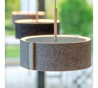 Domus LED pendant light LARAfelt S, Ø20cm, grey/wool white