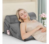 Domusensus Bed Wedge Pillow for Sleep Apnea,3Pcs Adjustable 9&12 Inch Fold Wedge Pillow for Sleeping,Back Pain Relief,Knee Support,Cooling Memory Foam Pillows for Acid Reflux,Snoring,Dark Grey