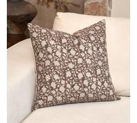 DOMVITUS Floral Pillow Covers 18x18, Throw Pillows for Couch, Block Print Pillow Cover, Decorative Neutral Accent Throw Pillow Covers for Living Room, 1PC, Brown