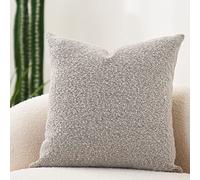 DOMVITUS Luxury Decorative Throw Pillow Cover 18 x 18 Inch Textured Boucle Square Sofa Couch Pillow for Living Room Woven Accent Cushion Case, 1PC, Sand Grey