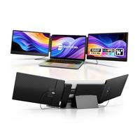 domyfan 14" Laptop Screen, S3 FHD 1080P IPS Triple Portable Monitor Laptop, HDMI/USB-A/Type-C Plug and Play, Compatible with Windows/Mac/Android/Chrome