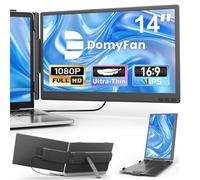domyfan 14" Portable Dual Display for Laptop, Ultra-Thin FHD 1080P IPS, for 13-17" Laptops, Plug & Play with HDMI/USB-A/Type-C, Compatible with Windows, Mac, Android