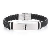 DOMYUHAO Chi-Rho Christogram Mens Cuban Bracelet for Men Women Chain Χp Constantine Christian Stainless Steel Jewelry Monogram of Christ Christianity Faith Symbol Gifts, Metal, no gemstone