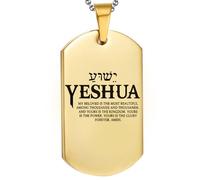 DOMYUHAO Christian Song Yeshua Faith In Jesus Bible Verse Golden Pendant Necklaces,Personalized Engraving Customized Stainless Steel Necklaces for Men Women