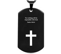 DOMYUHAO Faith Cross Necklace for Men Women - Christian Bible Verse Stainless Steel Pendant with Laser Engraved Scripture, Inspirational Religious Jewelry Gift for Baptism, ful spiritual gift, One