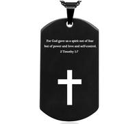 DOMYUHAO Faith Cross Necklace for Men Women - Christian Bible Verse Stainless Steel Pendant with Laser Engraved Scripture, Inspirational Religious Jewelry Gift for Baptism, ful spiritual gift, One