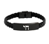 DOMYUHAO Hebrew Letter Chai Symbol of Life Layered Silicone Bracelet with Steel Buckle Jewish Religious Bangle Wristband Judaica Jewelry for Men Women