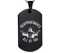 DOMYUHAO Jesus Disappointments All Of You Christian Religion Dog Tag Necklace Gifts for Men Women -Personalization Engraved Stainless Christian Wedding Pendant Gifts