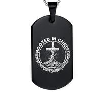 DOMYUHAO Jesus Rooted in Christ Christian Religion Dog Tag Necklace Gifts for Men Women -Personalization Engraved Stainless Christian Wedding Pendant Gifts