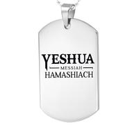 DOMYUHAO Personalized Inspirational Silver Pendant Necklaces,Yeshua Messiah Hamashiach Messianic Sabbath Christian,Engraving Customized Stainless Steel Necklaces for Men Women