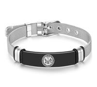 DOMYUHAO Personalized Stainless Steel Adjustable Size Engraved Bracelets for Men Women,Us Army Retired Seal,US Air Force Army Navy Wristbands, Gifts for Dad and Grandpa (Black)