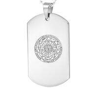 DOMYUHAO Religious Bible The Seals of Seven Archangels Amulet Golden Necklace Dog Tag, Protection 7 Angels Prayer Talisman Golden Necklace Cool Christian Jewelry for Men Women, Metal, No Gemstone