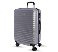 Don Algodon Medium Suitcase 23 kg | Rigid Travel Suitcase with 4 Double Wheels 360º, TSA Lock and Telescopic Handle | Waterproof Luggage for Airplane Travel, Silver, Mediana, Classic