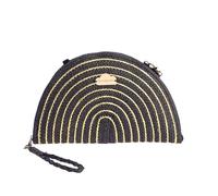 Don Algodon Women's Aveiro Shoulder Beach Summer Raffia Bag, Black/White, Normal