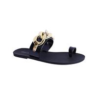 DON ALGODON - Women's summer sandals - flip flops - women's flip flops - comfortable flip flops for the beach, pool and walk - Liana, Black/White, 6 UK