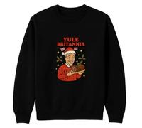 Don It Nigel Farage Yule Britannia Christmas Jumper, Festive Holiday Sweatshirt with British Flag Design, Humorous Christmas Theme (UK, Alpha, S, Regular, Regular, Black)
