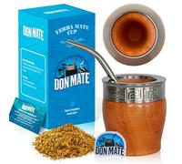 DON MATE Yerba Mate Cup and Bombilla Set - Handmade Imperial Mate Algarrobo - Yerba Mate Kit with Bombilla Straw - Imperial Algarrobo Wooden Mate