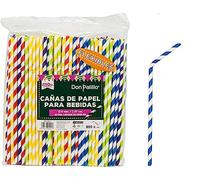 DON PALILLO - 250 Assorted Color Stripe Paper Straws 9 Inch.100% Biodegradable and Compostable Drinking Straws for Parties, Birthdays and Celebrations (1)