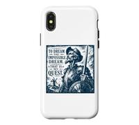 Don Quijote The Impossible Dream Woodcut Navy Print Case for iPhone X/XS