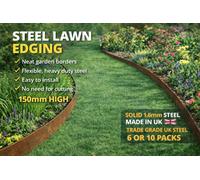 Don Steel Corten Steel Lawn Edging 150 mm High (1 Set / 6 Pcs) Made In Uk