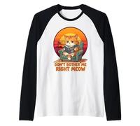 Don’t Bother Me Right Meow Reading Cat Meme Raglan Baseball Tee