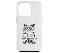 Don’t Confuse My Silence With Interest, Office Cat Coffee Case for iPhone 13 Pro