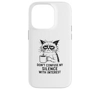 Don’t Confuse My Silence With Interest, Office Cat Coffee Case for iPhone 14 Pro