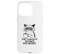 Don’t Confuse My Silence With Interest, Office Cat Coffee Case for iPhone 15 Pro Max