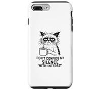 Don’t Confuse My Silence With Interest, Office Cat Coffee Case for iPhone 7 Plus/8 Plus