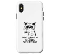 Don’t Confuse My Silence With Interest, Office Cat Coffee Case for iPhone X/XS