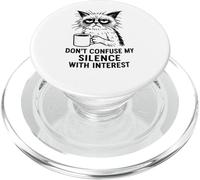 Don’t Confuse My Silence With Interest, Office Cat Coffee PopSockets PopGrip for MagSafe